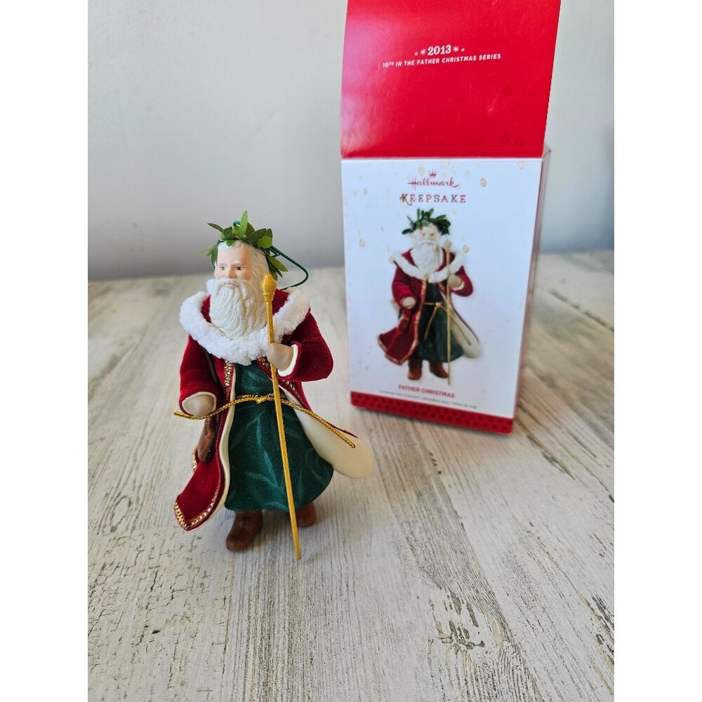 Hallmark father Xmas Santa 2013 10th ornament red velvet Xmas tree